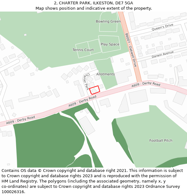 2, CHARTER PARK, ILKESTON, DE7 5GA: Location map and indicative extent of plot