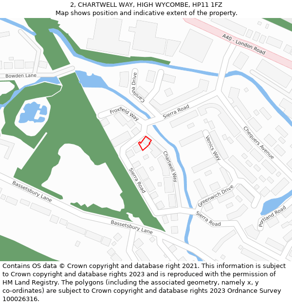 2, CHARTWELL WAY, HIGH WYCOMBE, HP11 1FZ: Location map and indicative extent of plot