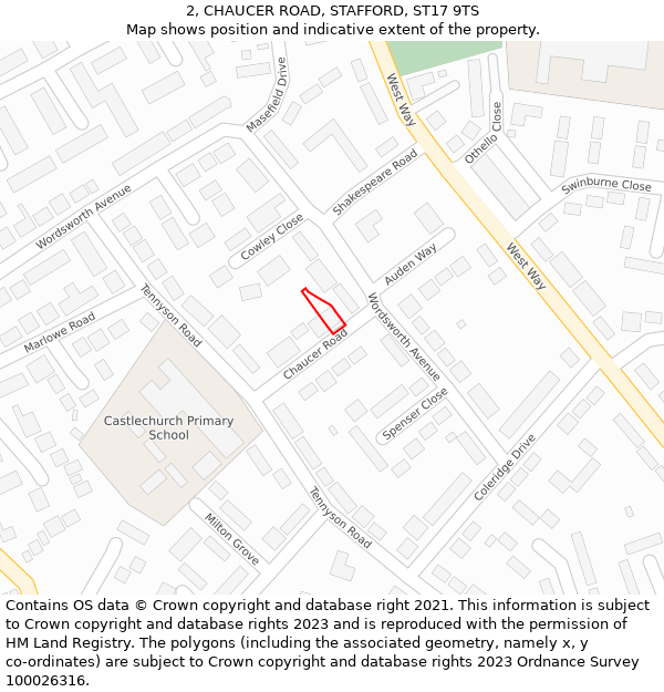 2, CHAUCER ROAD, STAFFORD, ST17 9TS: Location map and indicative extent of plot