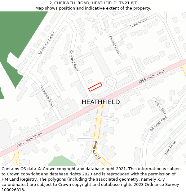 2, CHERWELL ROAD, HEATHFIELD, TN21 8JT: Location map and indicative extent of plot