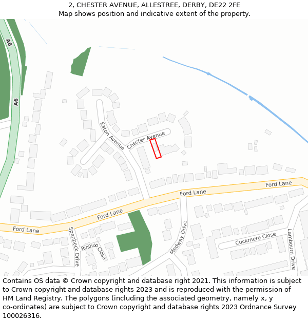 2, CHESTER AVENUE, ALLESTREE, DERBY, DE22 2FE: Location map and indicative extent of plot