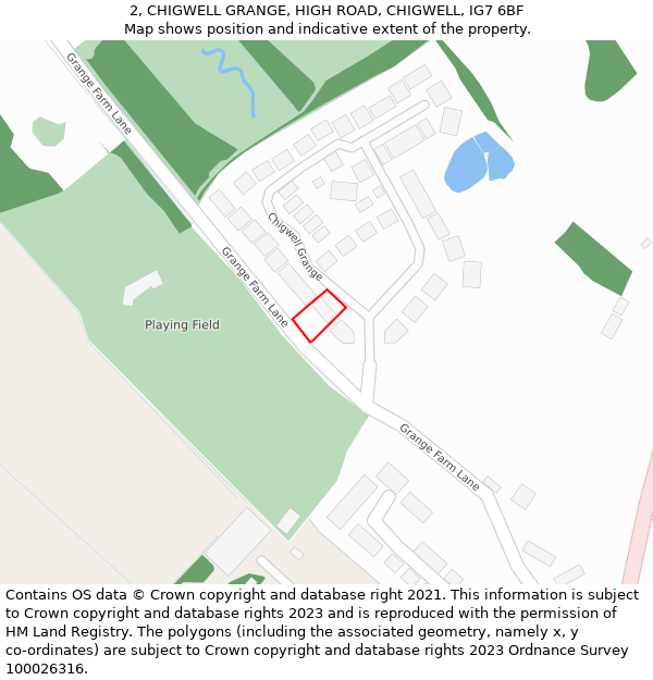 2, CHIGWELL GRANGE, HIGH ROAD, CHIGWELL, IG7 6BF: Location map and indicative extent of plot