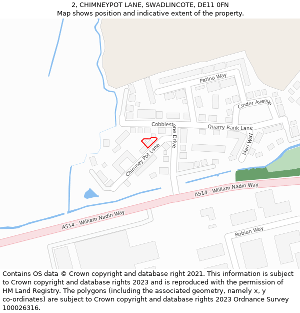 2, CHIMNEYPOT LANE, SWADLINCOTE, DE11 0FN: Location map and indicative extent of plot