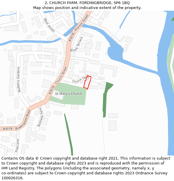 2, CHURCH FARM, FORDINGBRIDGE, SP6 1BQ: Location map and indicative extent of plot