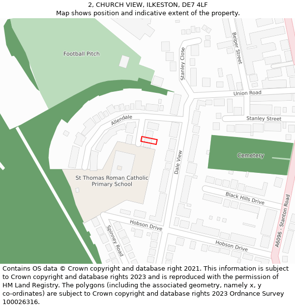 2, CHURCH VIEW, ILKESTON, DE7 4LF: Location map and indicative extent of plot