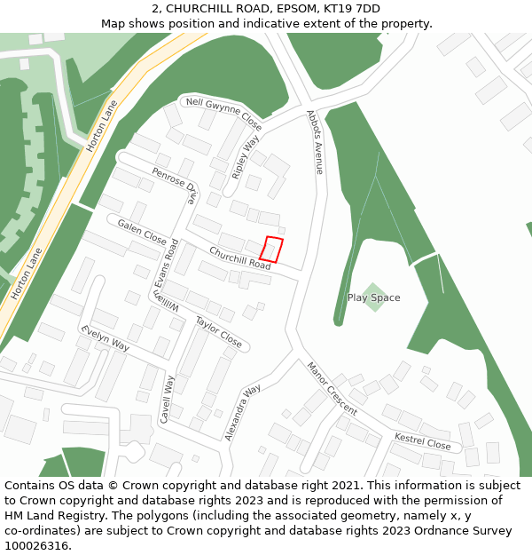 2, CHURCHILL ROAD, EPSOM, KT19 7DD: Location map and indicative extent of plot