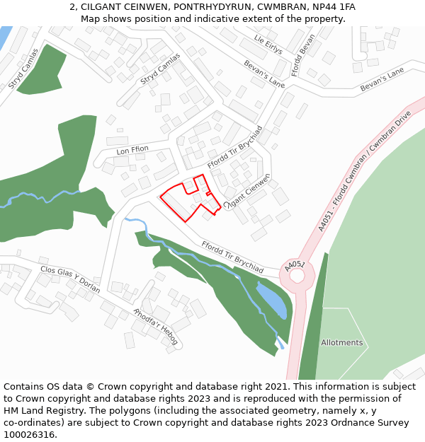 2, CILGANT CEINWEN, PONTRHYDYRUN, CWMBRAN, NP44 1FA: Location map and indicative extent of plot