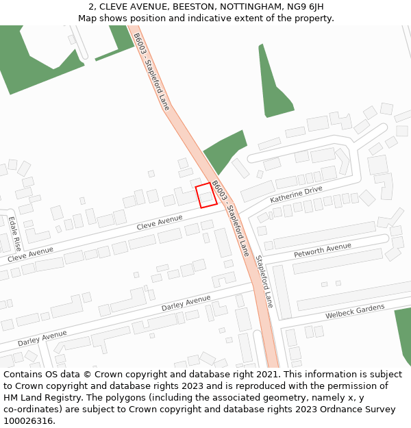 2, CLEVE AVENUE, BEESTON, NOTTINGHAM, NG9 6JH: Location map and indicative extent of plot