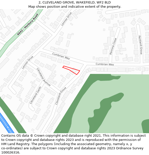2, CLEVELAND GROVE, WAKEFIELD, WF2 8LD: Location map and indicative extent of plot
