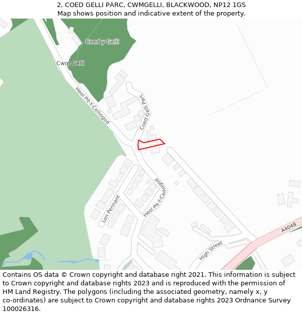 2, COED GELLI PARC, CWMGELLI, BLACKWOOD, NP12 1GS: Location map and indicative extent of plot