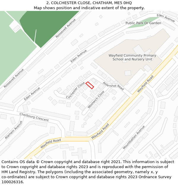 2, COLCHESTER CLOSE, CHATHAM, ME5 0HQ: Location map and indicative extent of plot