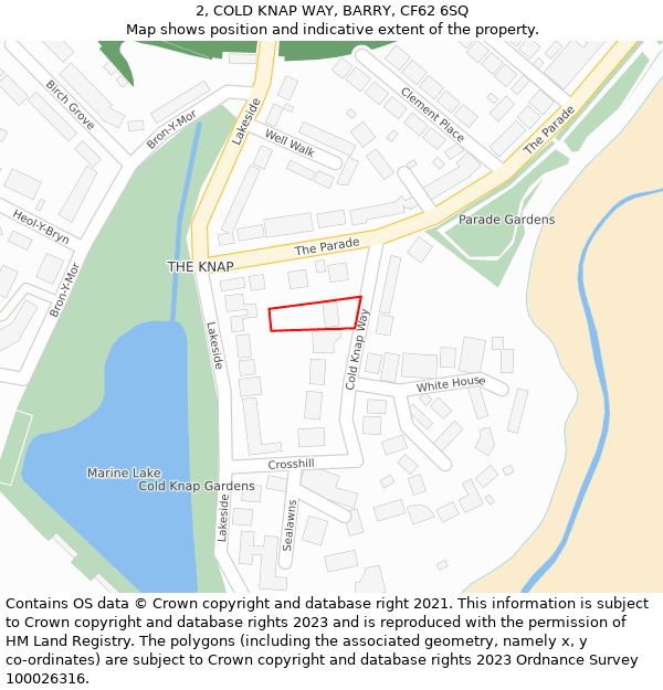 2, COLD KNAP WAY, BARRY, CF62 6SQ: Location map and indicative extent of plot