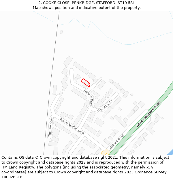 2, COOKE CLOSE, PENKRIDGE, STAFFORD, ST19 5SL: Location map and indicative extent of plot