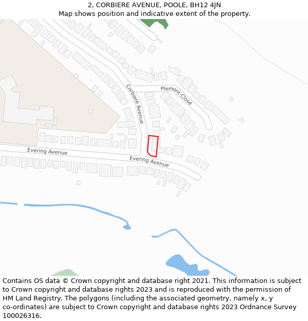 2, CORBIERE AVENUE, POOLE, BH12 4JN: Location map and indicative extent of plot