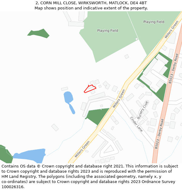 2, CORN MILL CLOSE, WIRKSWORTH, MATLOCK, DE4 4BT: Location map and indicative extent of plot