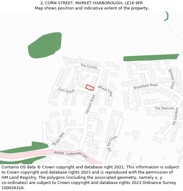 2, CORN STREET, MARKET HARBOROUGH, LE16 9FR: Location map and indicative extent of plot