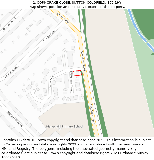 2, CORNCRAKE CLOSE, SUTTON COLDFIELD, B72 1HY: Location map and indicative extent of plot