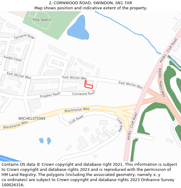 2, CORNWOOD ROAD, SWINDON, SN1 7AR: Location map and indicative extent of plot