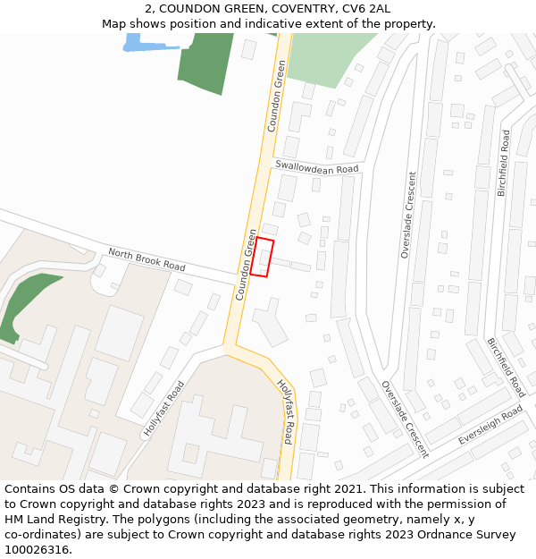 2, COUNDON GREEN, COVENTRY, CV6 2AL: Location map and indicative extent of plot