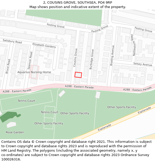 2, COUSINS GROVE, SOUTHSEA, PO4 9RP: Location map and indicative extent of plot