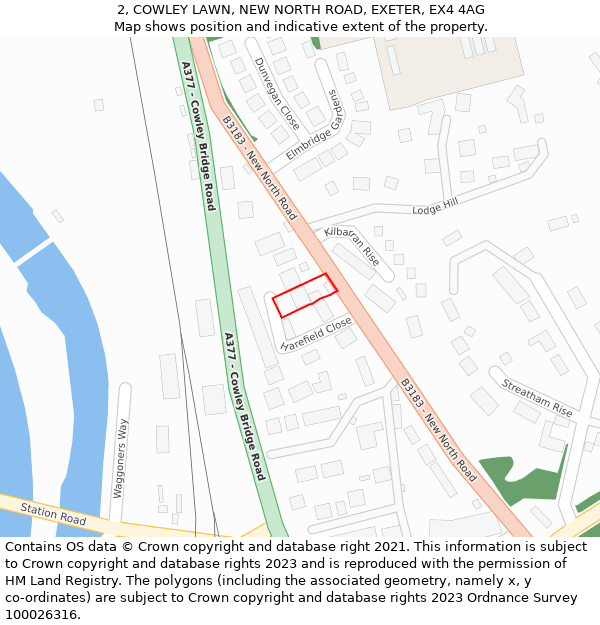 2, COWLEY LAWN, NEW NORTH ROAD, EXETER, EX4 4AG: Location map and indicative extent of plot