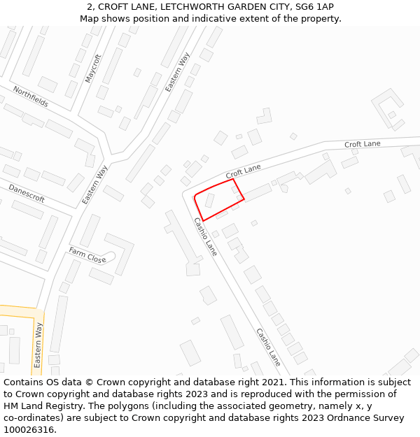 2, CROFT LANE, LETCHWORTH GARDEN CITY, SG6 1AP: Location map and indicative extent of plot