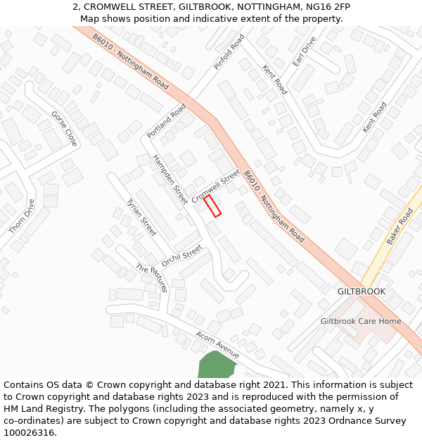 2, CROMWELL STREET, GILTBROOK, NOTTINGHAM, NG16 2FP: Location map and indicative extent of plot