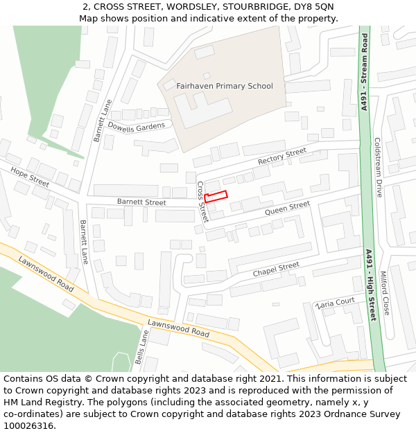 2, CROSS STREET, WORDSLEY, STOURBRIDGE, DY8 5QN: Location map and indicative extent of plot