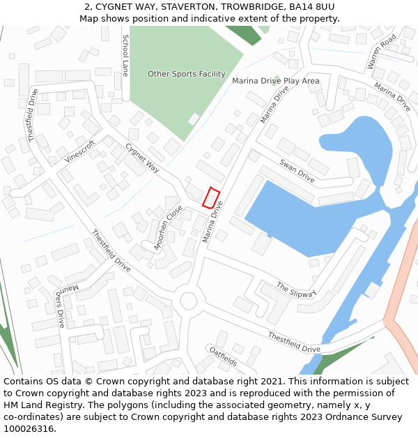 2, CYGNET WAY, STAVERTON, TROWBRIDGE, BA14 8UU: Location map and indicative extent of plot