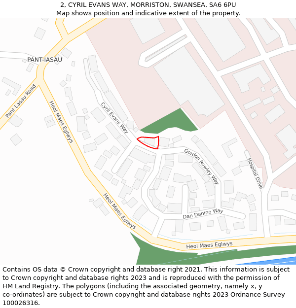 2, CYRIL EVANS WAY, MORRISTON, SWANSEA, SA6 6PU: Location map and indicative extent of plot