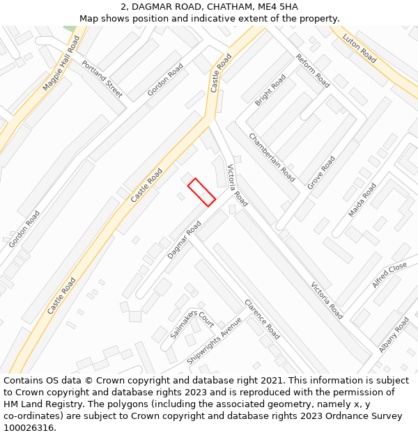 2, DAGMAR ROAD, CHATHAM, ME4 5HA: Location map and indicative extent of plot