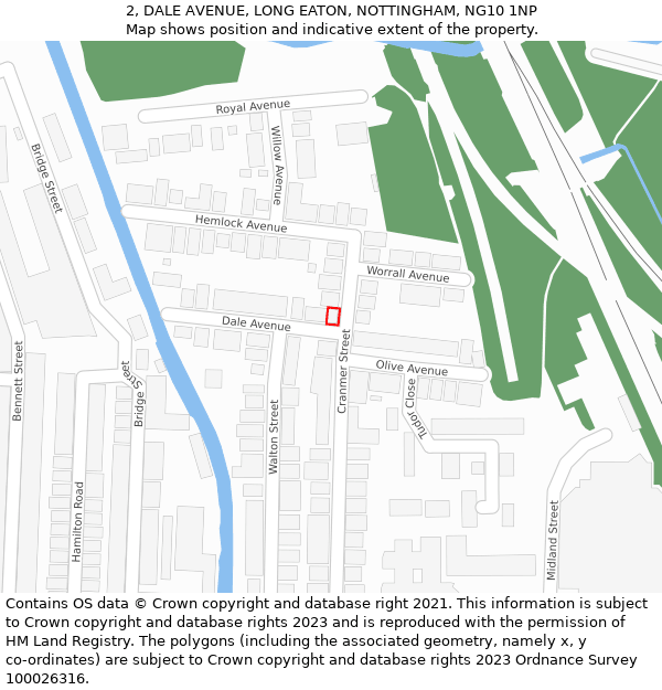 2, DALE AVENUE, LONG EATON, NOTTINGHAM, NG10 1NP: Location map and indicative extent of plot