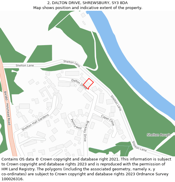 2, DALTON DRIVE, SHREWSBURY, SY3 8DA: Location map and indicative extent of plot