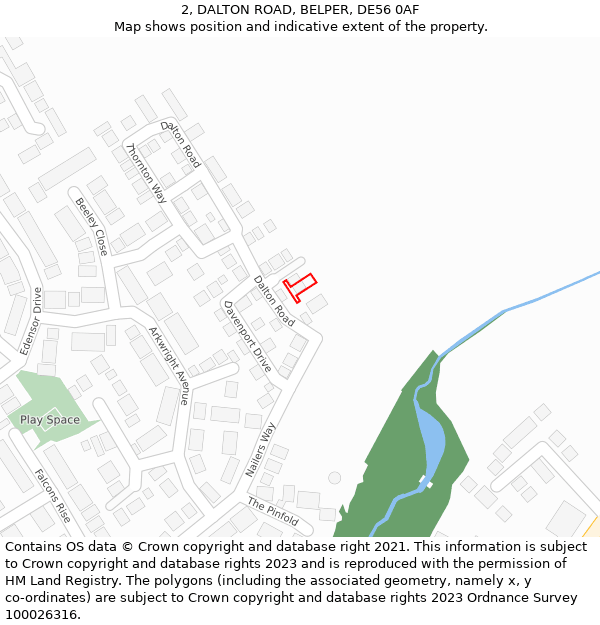 2, DALTON ROAD, BELPER, DE56 0AF: Location map and indicative extent of plot