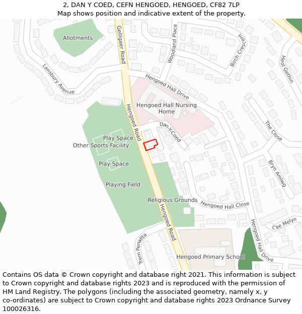 2, DAN Y COED, CEFN HENGOED, HENGOED, CF82 7LP: Location map and indicative extent of plot