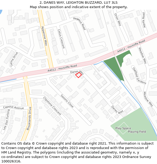 2, DANES WAY, LEIGHTON BUZZARD, LU7 3LS: Location map and indicative extent of plot