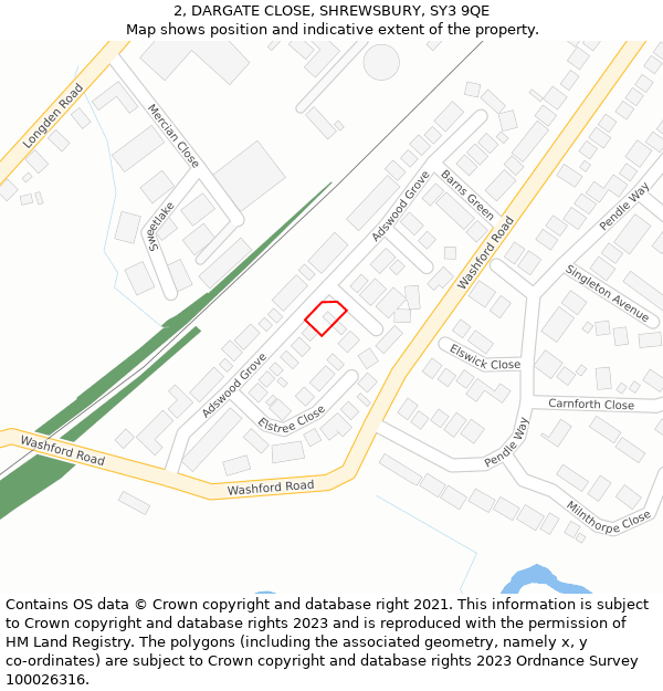 2, DARGATE CLOSE, SHREWSBURY, SY3 9QE: Location map and indicative extent of plot