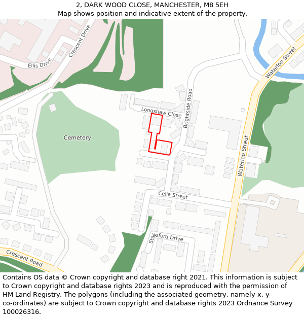 2, DARK WOOD CLOSE, MANCHESTER, M8 5EH: Location map and indicative extent of plot