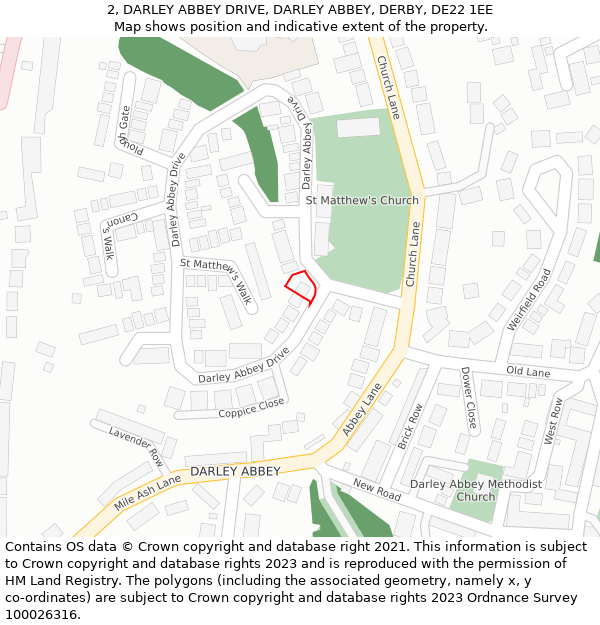 2, DARLEY ABBEY DRIVE, DARLEY ABBEY, DERBY, DE22 1EE: Location map and indicative extent of plot