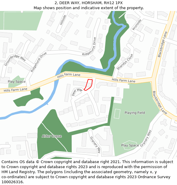 2, DEER WAY, HORSHAM, RH12 1PX: Location map and indicative extent of plot