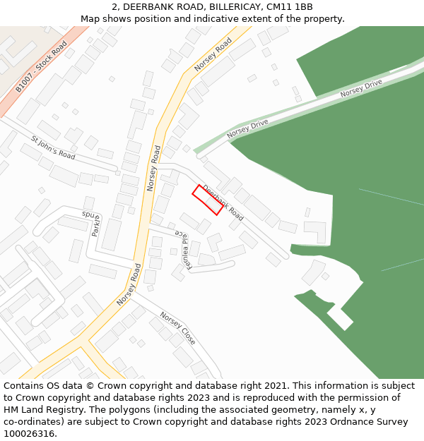 2, DEERBANK ROAD, BILLERICAY, CM11 1BB: Location map and indicative extent of plot