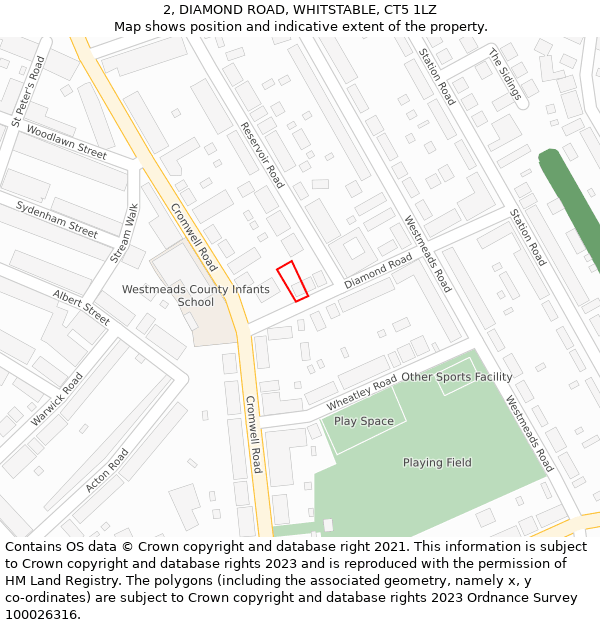 2, DIAMOND ROAD, WHITSTABLE, CT5 1LZ: Location map and indicative extent of plot