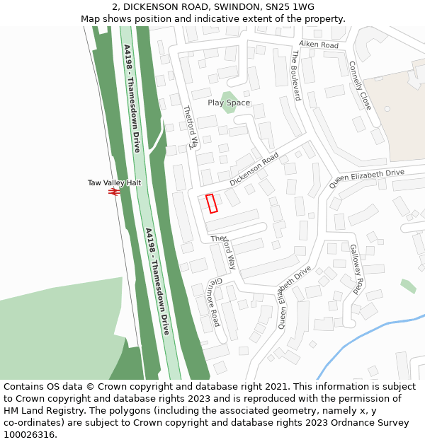 2, DICKENSON ROAD, SWINDON, SN25 1WG: Location map and indicative extent of plot