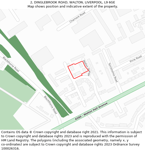 2, DINGLEBROOK ROAD, WALTON, LIVERPOOL, L9 6GE: Location map and indicative extent of plot