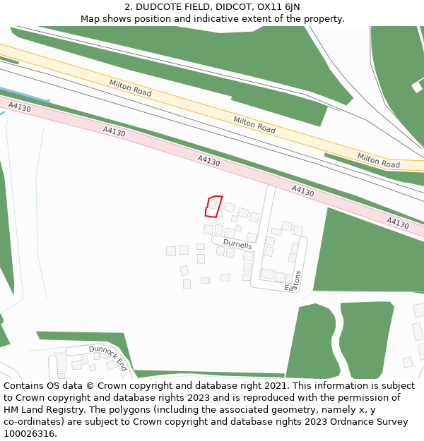 2, DUDCOTE FIELD, DIDCOT, OX11 6JN: Location map and indicative extent of plot