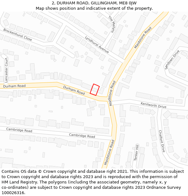 2, DURHAM ROAD, GILLINGHAM, ME8 0JW: Location map and indicative extent of plot