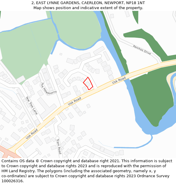 2, EAST LYNNE GARDENS, CAERLEON, NEWPORT, NP18 1NT: Location map and indicative extent of plot
