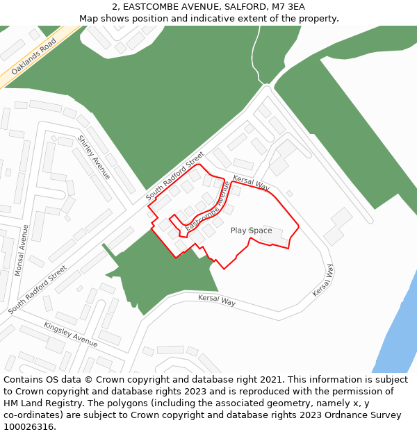 2, EASTCOMBE AVENUE, SALFORD, M7 3EA: Location map and indicative extent of plot