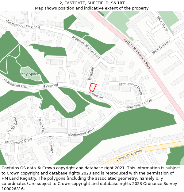 2, EASTGATE, SHEFFIELD, S6 1RT: Location map and indicative extent of plot