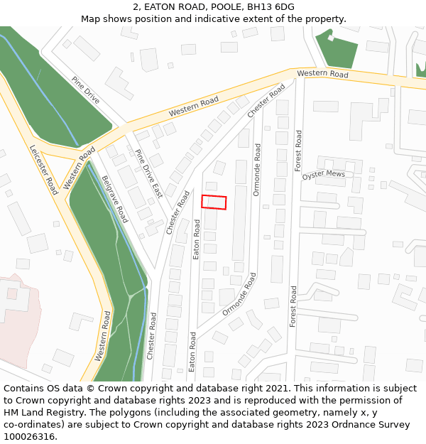 2, EATON ROAD, POOLE, BH13 6DG: Location map and indicative extent of plot